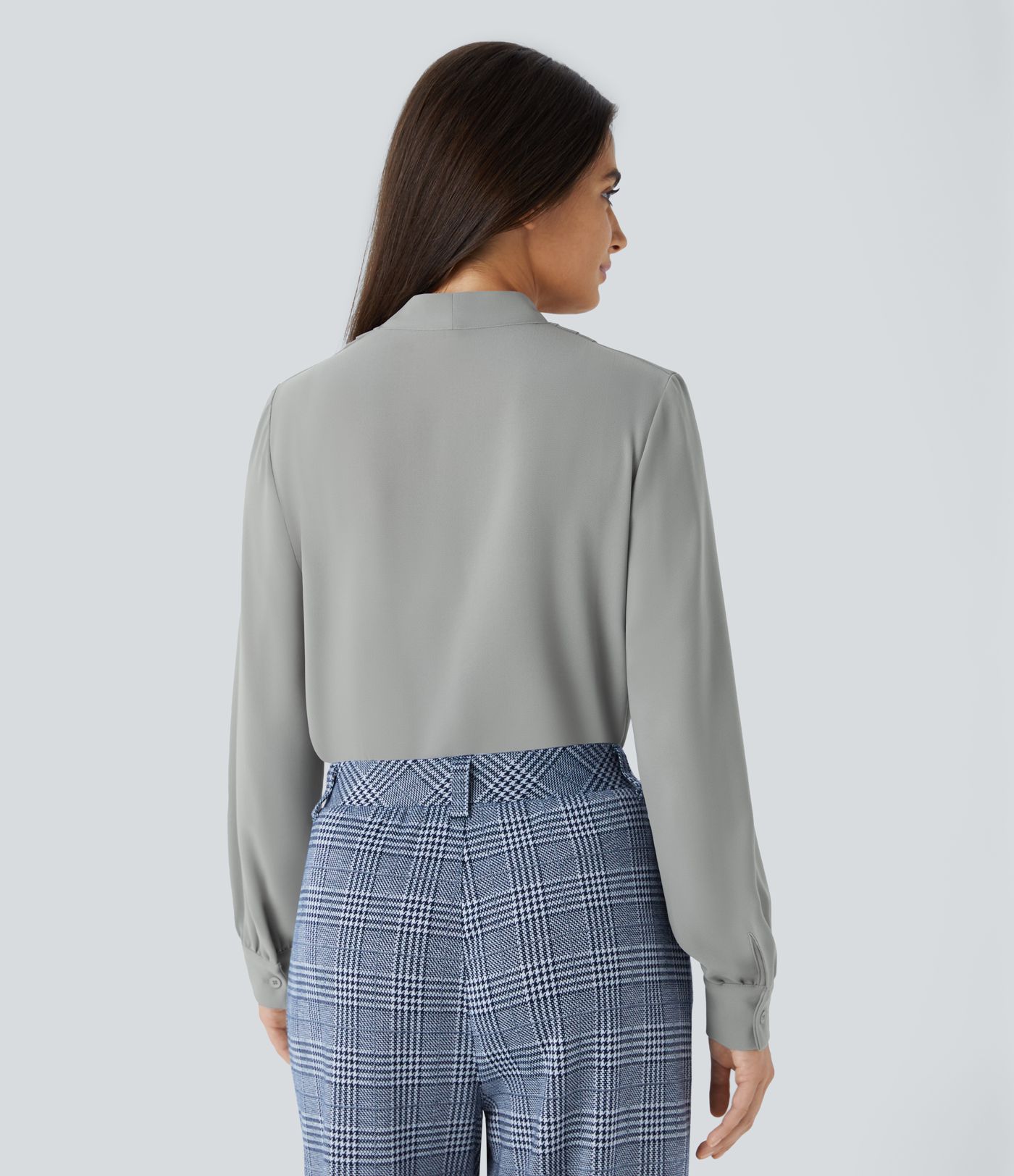 V Neck Long Sleeve Work Blouse