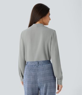 V Neck Long Sleeve Work Blouse