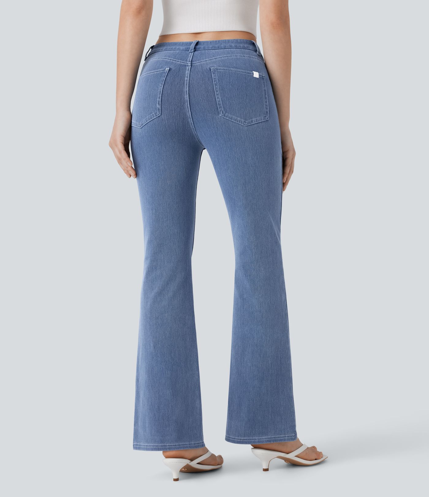 Jeans Halara Flex™ Denim tiro medio múltiple bolsillo lavado elástico abertura