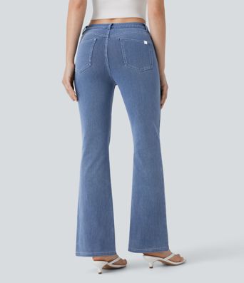 Jeans Halara Flex™ Denim tiro medio múltiple bolsillo lavado elástico abertura