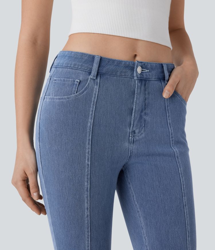 Jeans Halara Flex™ Denim tiro medio múltiple bolsillo lavado elástico abertura