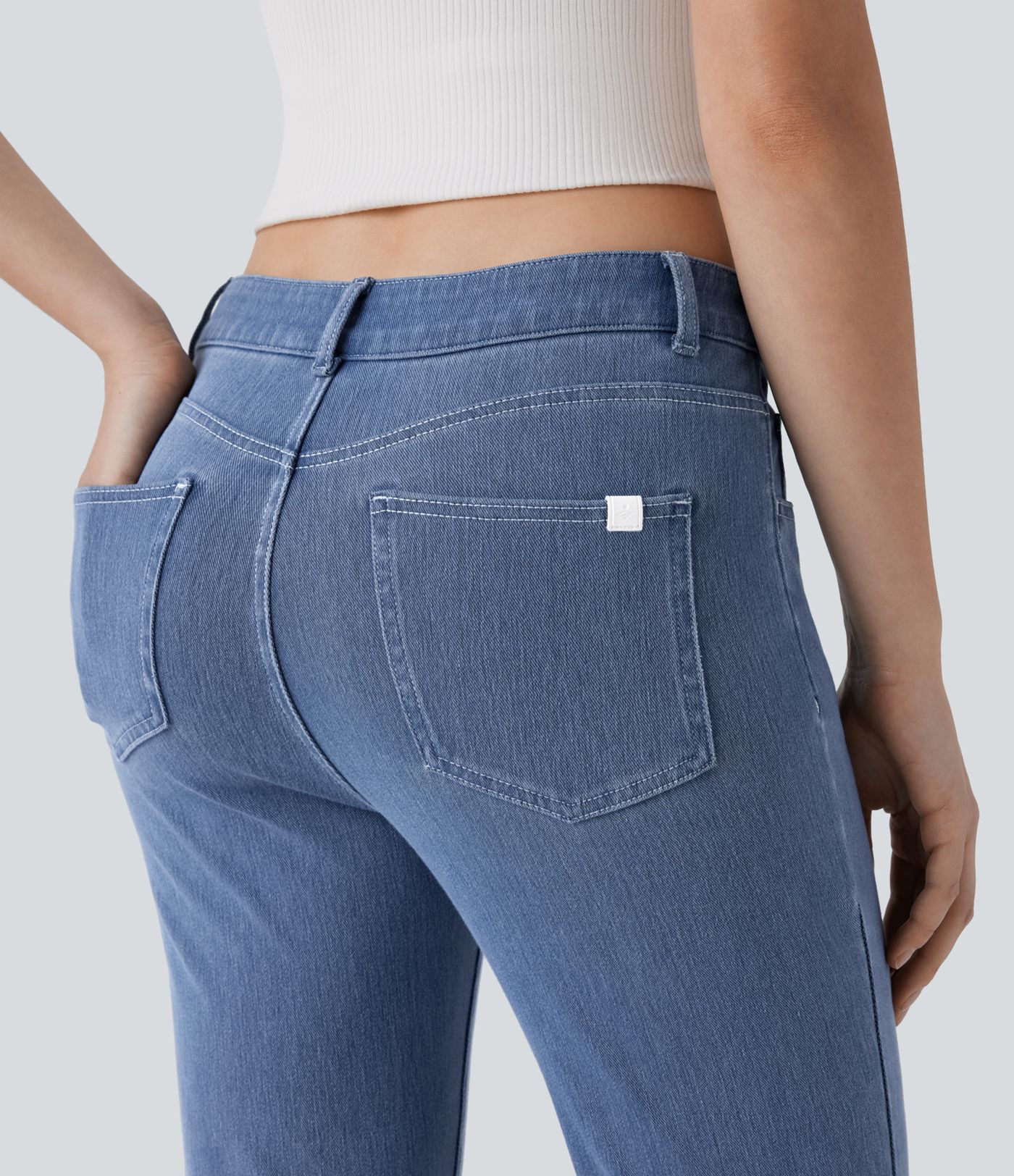 Jeans Halara Flex™ Denim tiro medio múltiple bolsillo lavado elástico abertura