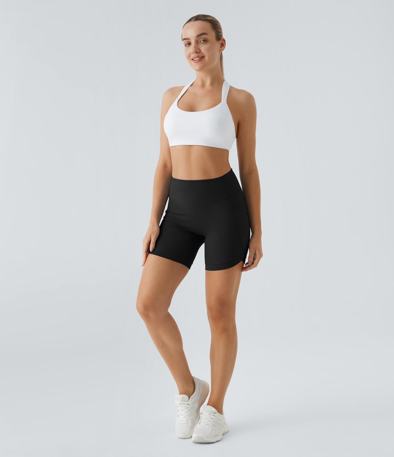 Softlyzero™ Airy high-waist side pocket criss-cross cool touch yoga biker shorts 7 parts