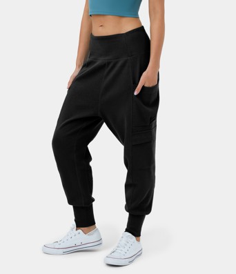 Jogging Cargo Gaufré Poche Latérale Repliée Taille Mi-Haute 