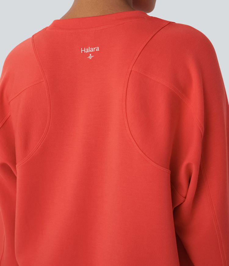 Sweatshirt Casual Solide à Manches Raglan et Col Rond