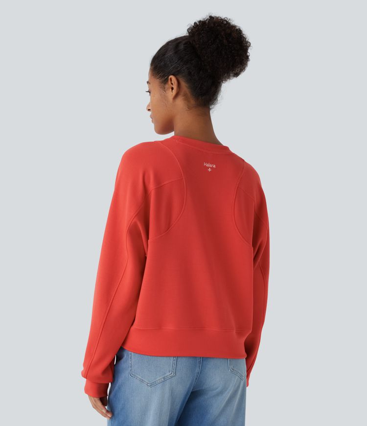 Sweatshirt Casual Solide à Manches Raglan et Col Rond