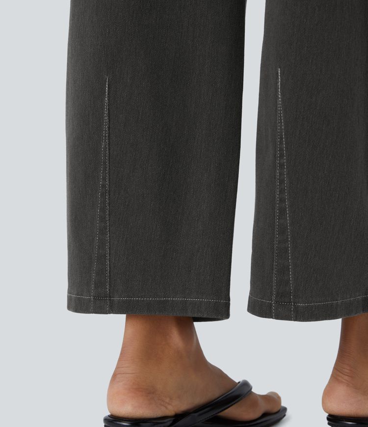 Halara Flex™ Mid Rise Pockets Barrel Leg Casual Jeans