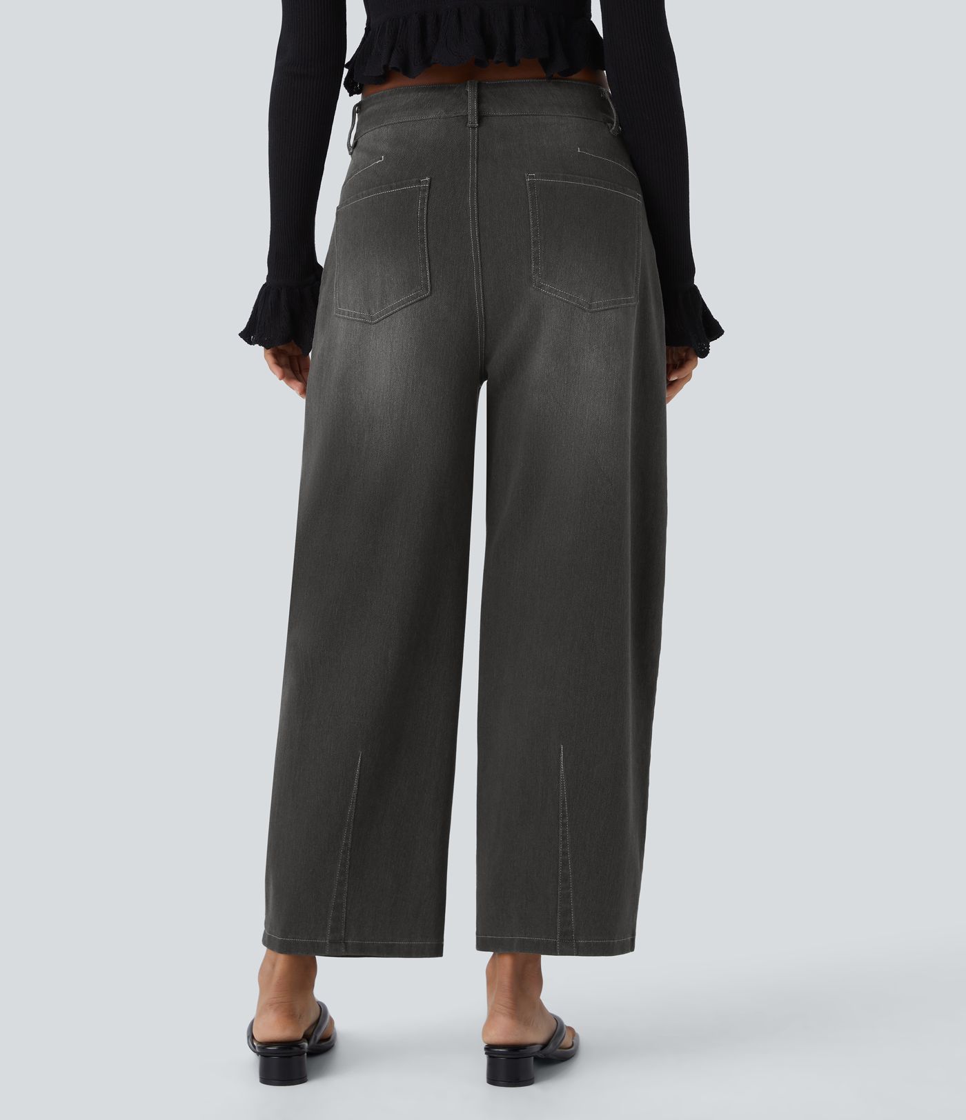 Halara Flex™ Mid Rise Pockets Barrel Leg Casual Jeans