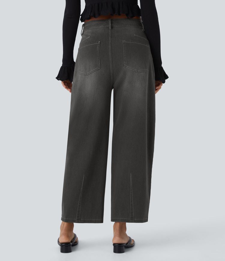 Halara Flex™ Mid Rise Pockets Barrel Leg Casual Jeans