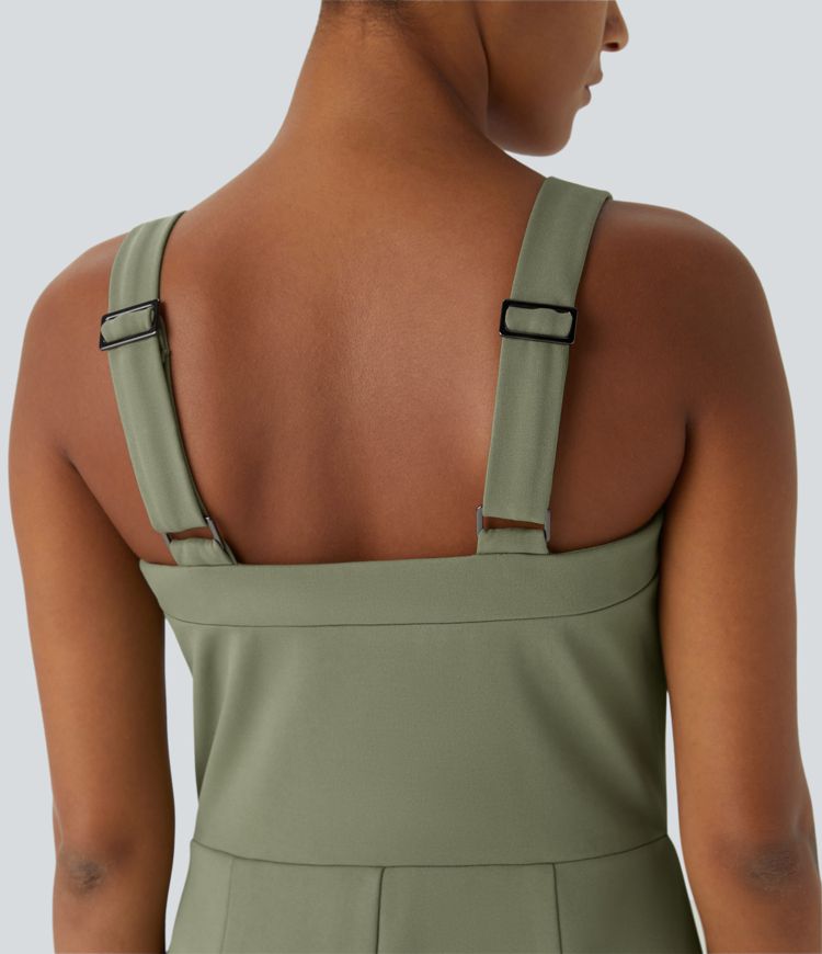 Mono plisado bolsillo lateral correa ajustable