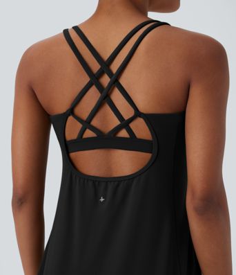 SoftlyZero™ Plush - 2-teiliges Yoga-Minikleid mit Seitentaschen und Cut-Out-Design - A-C Cups