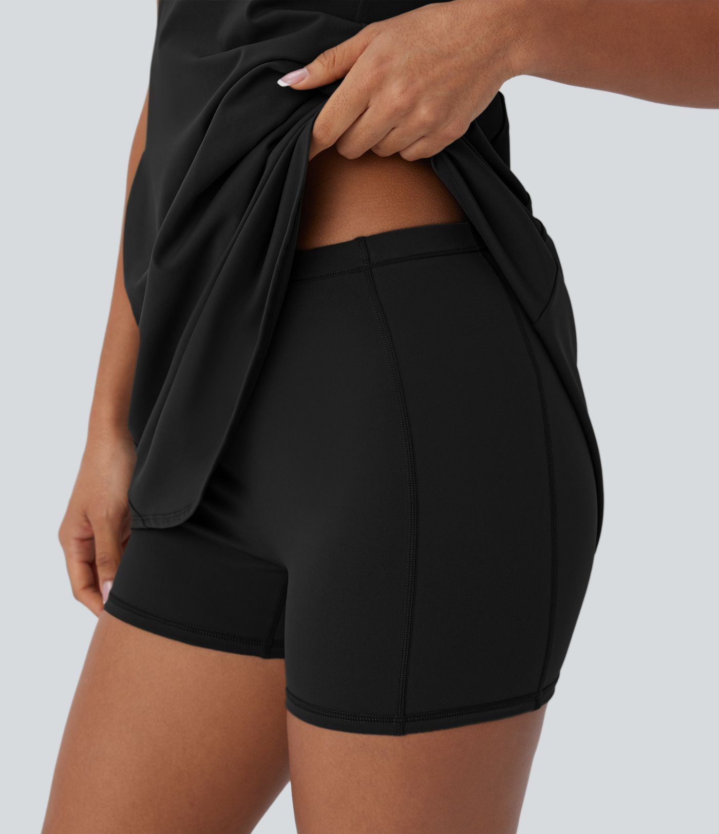 SoftlyZero™ Plush - 2-teiliges Yoga-Minikleid mit Seitentaschen und Cut-Out-Design - A-C Cups