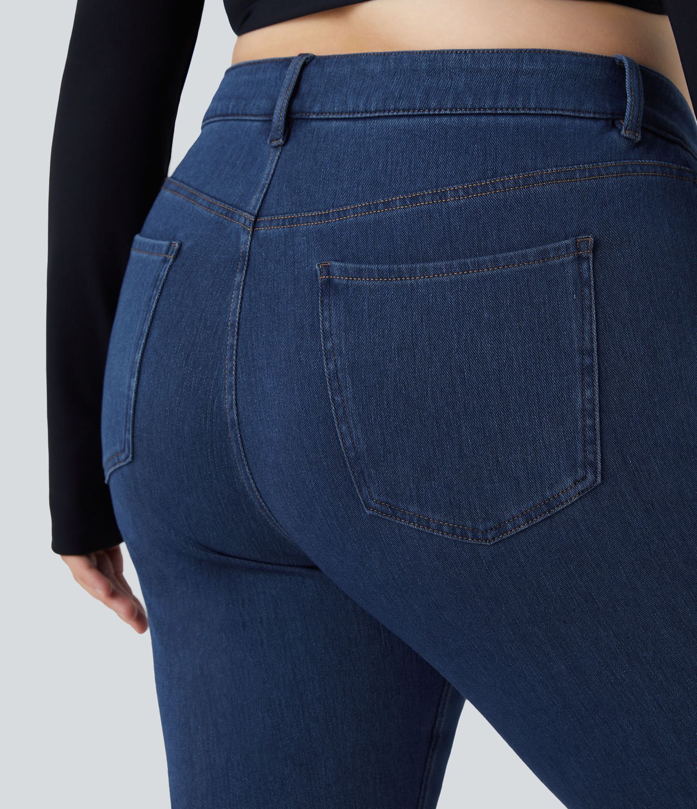Jeans Halara Flex™ Denim tiro medio bolsillo botón elástico ligeramente acampanado talla grande