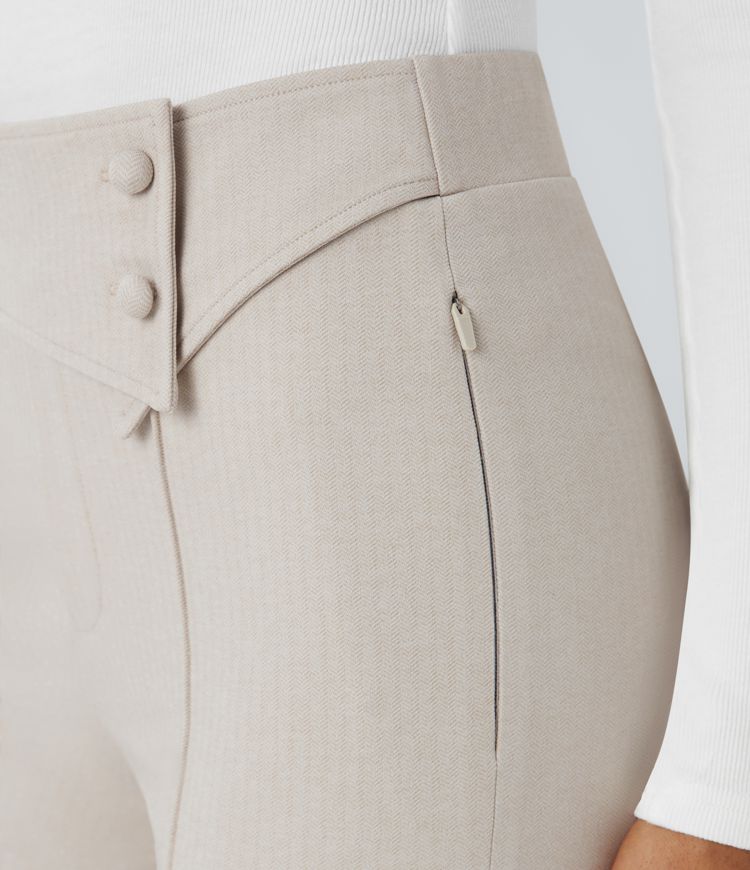 Halara Flex™ work leggings with a high-rise waistband, zippered side pockets, and a herringbone pattern