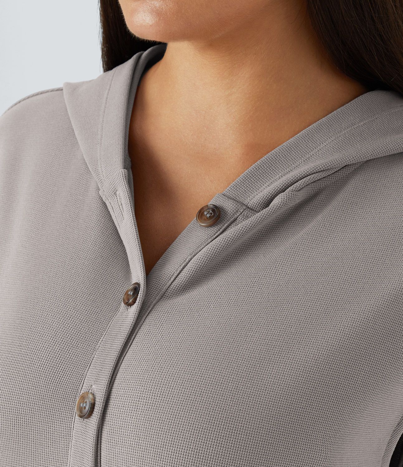 Hooded front button sleeveless side pocket waffle casual jumpsuit