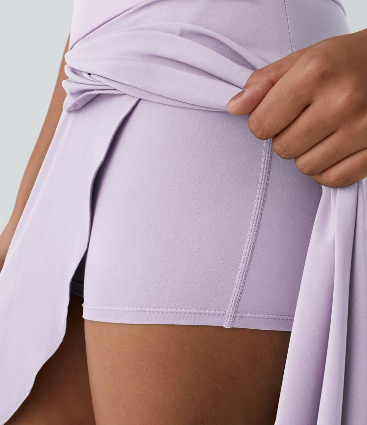 Falda Breezeful™ larga regular tiro alto volante alto bajo 2 en 1 fluida secado rápido