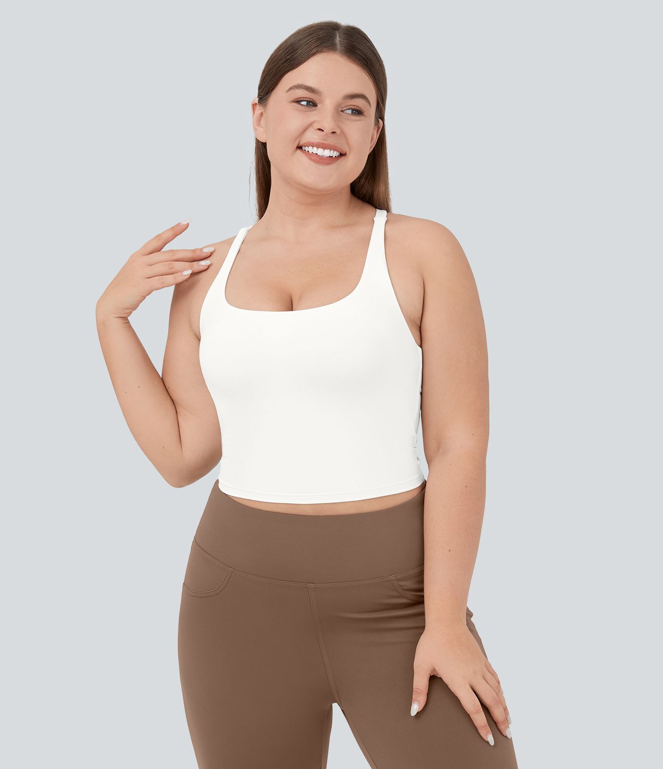 Crisscross Backless Cropped Yoga Plus Size Tank Vest Top