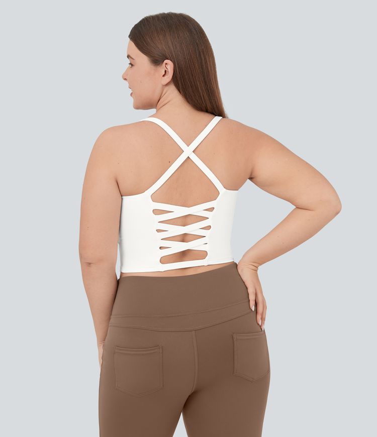 Crisscross Backless Cropped Yoga Plus Size Tank Vest Top