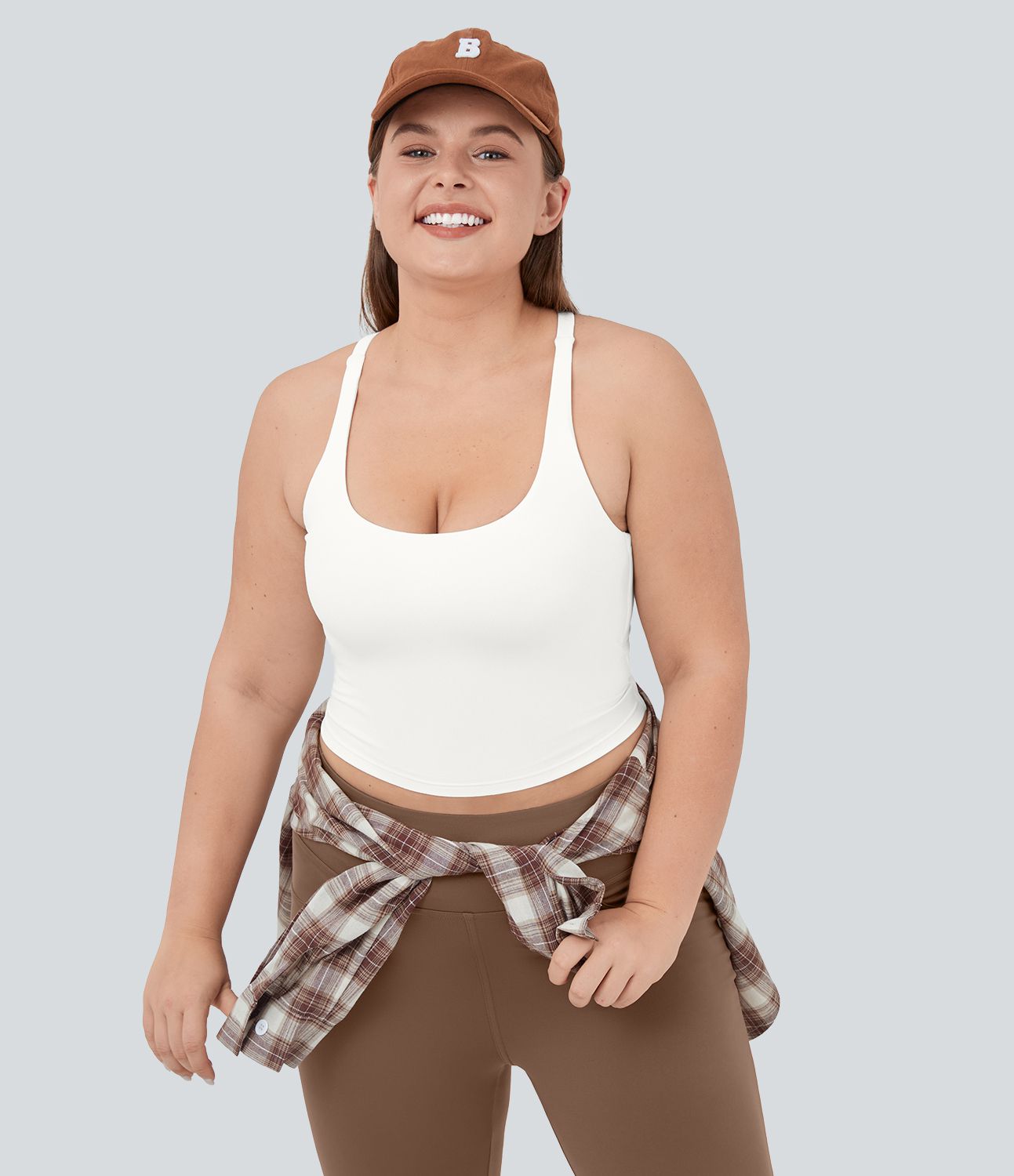 Crisscross Backless Cropped Yoga Plus Size Tank Vest Top