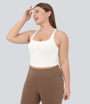 Crisscross Backless Cropped Yoga Plus Size Tank Vest Top