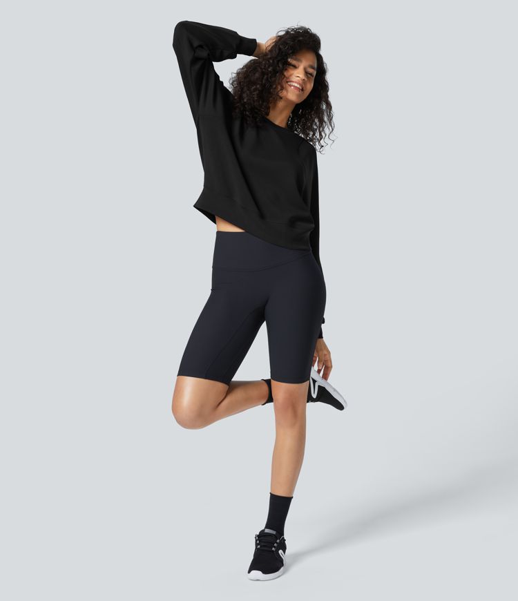 SpacerTek™ Round Neck Raglan Sleeve Solid Casual Sweatshirt