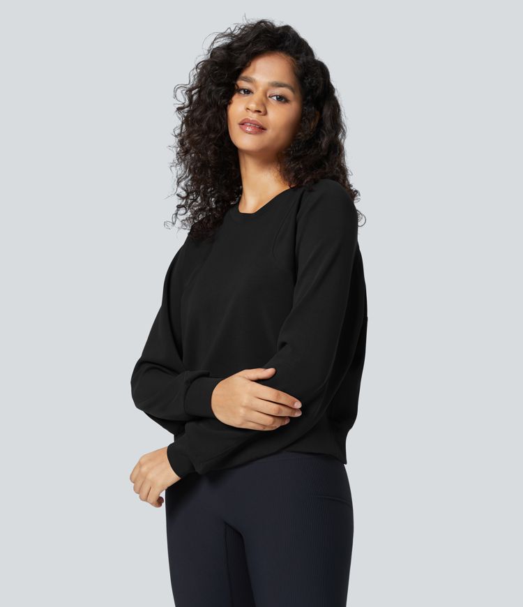 SpacerTek™ Round Neck Raglan Sleeve Solid Casual Sweatshirt
