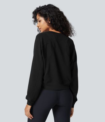 SpacerTek™ Round Neck Raglan Sleeve Solid Casual Sweatshirt