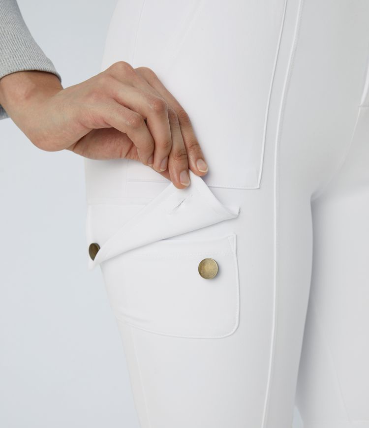 High Waisted Zipper Pockets Solid Skinny Cargo Pants