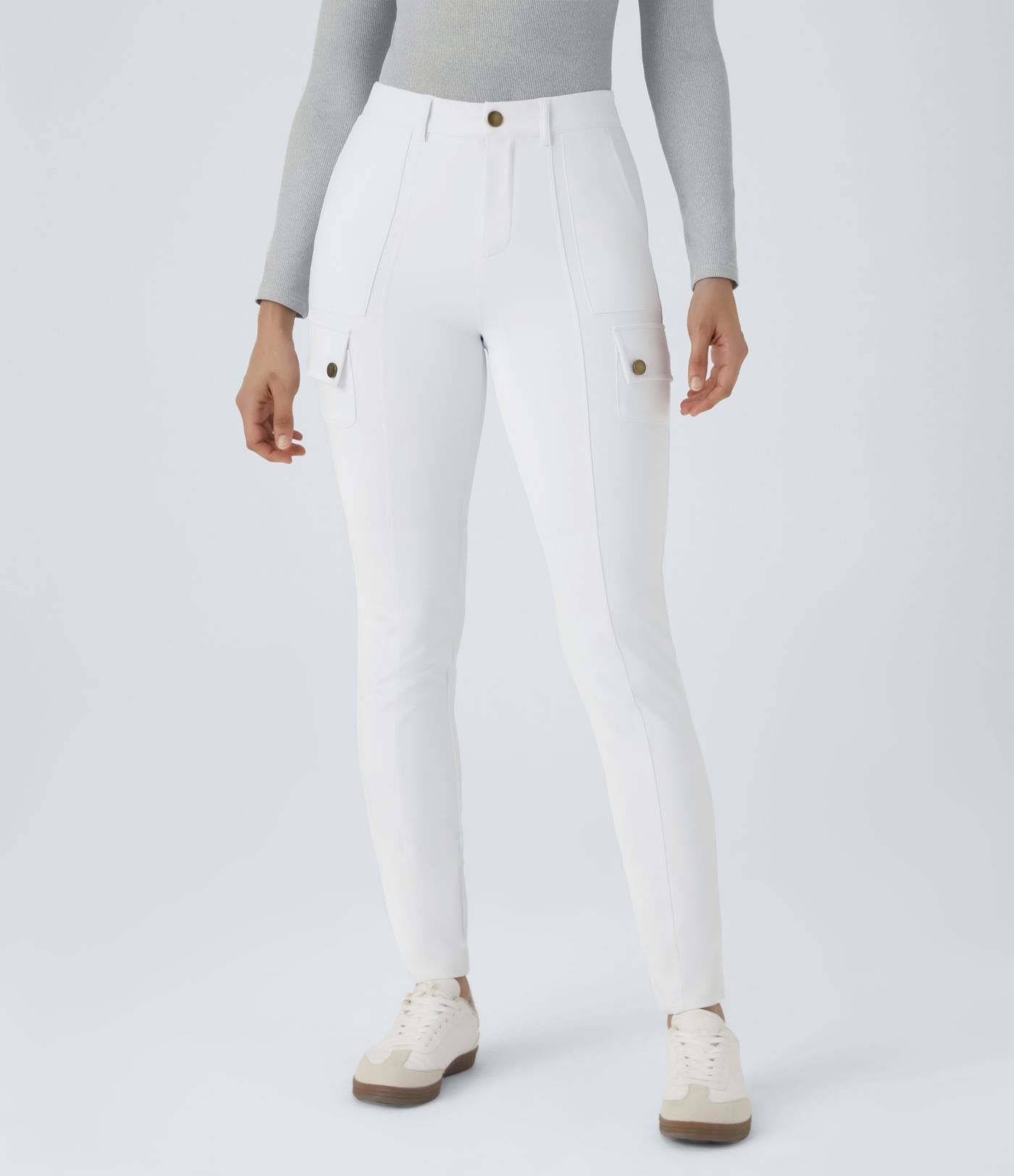 Pantalon cargo ajusté uni taille haute DayStretch avec poches zippées