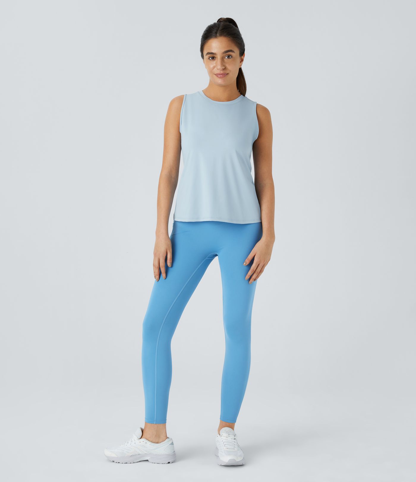 Cut Out Crossover Hem Solid Yoga Tank Vest Top