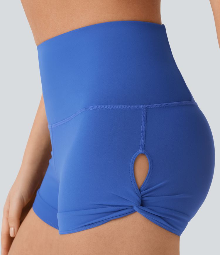 Softlyzero™ - Yoga-Shorts mit hohem Bund, Gesäßtasche und Cut-Outs - 6,35 cm