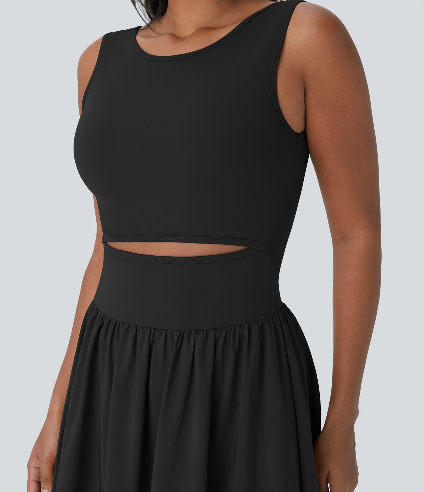 Breezeful™ Sleeveless Cut Out Quick Dry Maxi Casual Dress-Front and Back Wearable