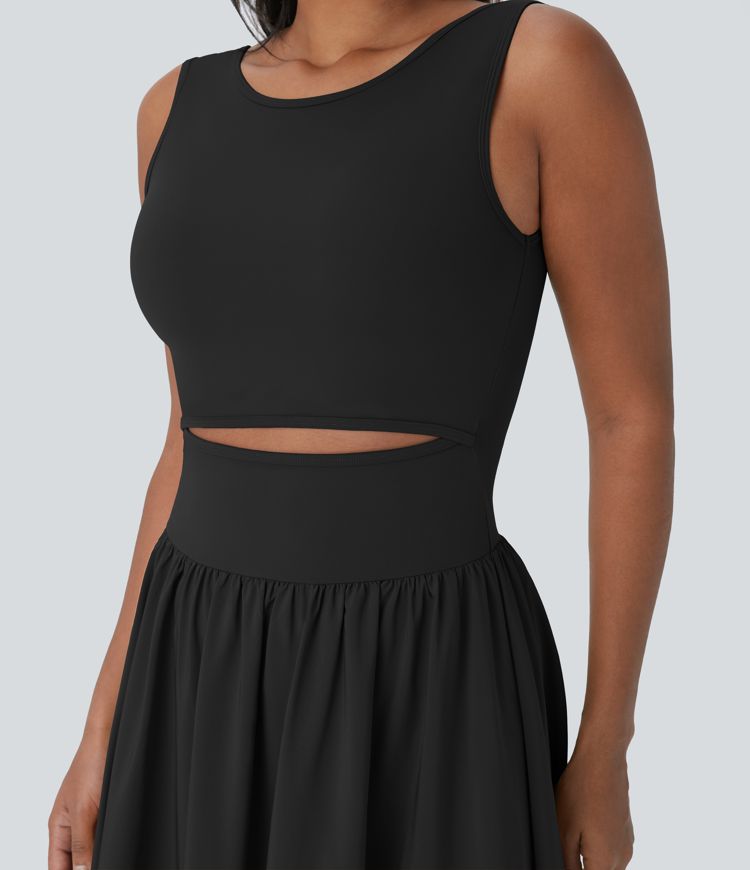 Breezeful™ Sleeveless Cut Out Quick Dry Maxi Casual Dress-Front and Back Wearable