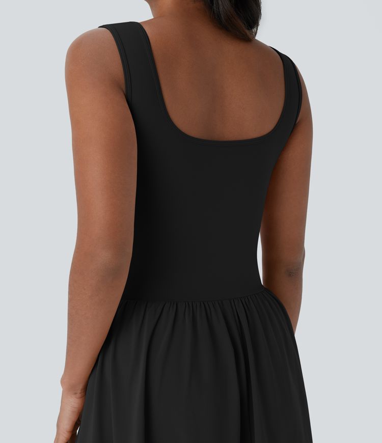 Breezeful™ Sleeveless Cut Out Quick Dry Maxi Casual Dress-Front and Back Wearable