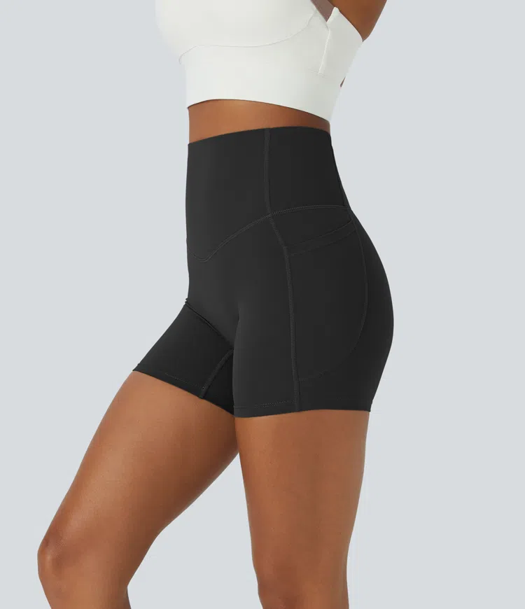 Halara UltraSculpt™ SoCinched High Waisted Tummy Control Pocket Shaping Training Biker Shorts 5''