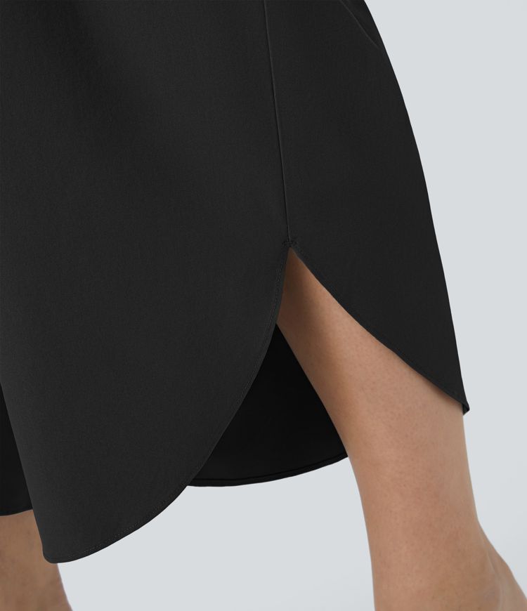 Breezeful™ High Waisted Crossover Side Pocket Split Quick Dry Resort Plus Size Trousers