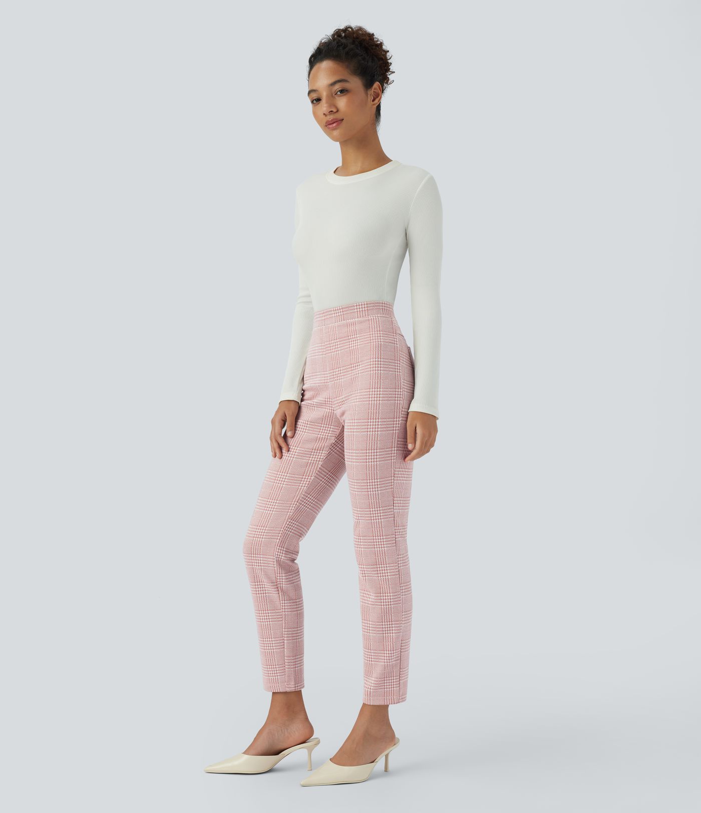 Halara Flex™ High Waisted Pocket Houndstooth Plaid Skinny Work Pants