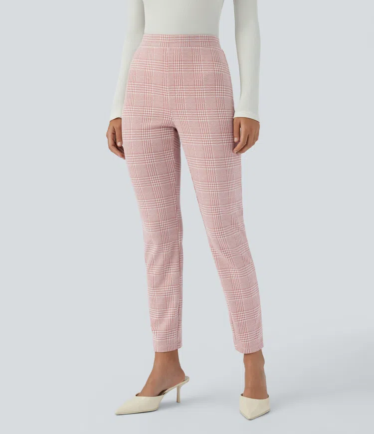 Halara Flex™ High Waisted Pocket Houndstooth Plaid Skinny Work Pants