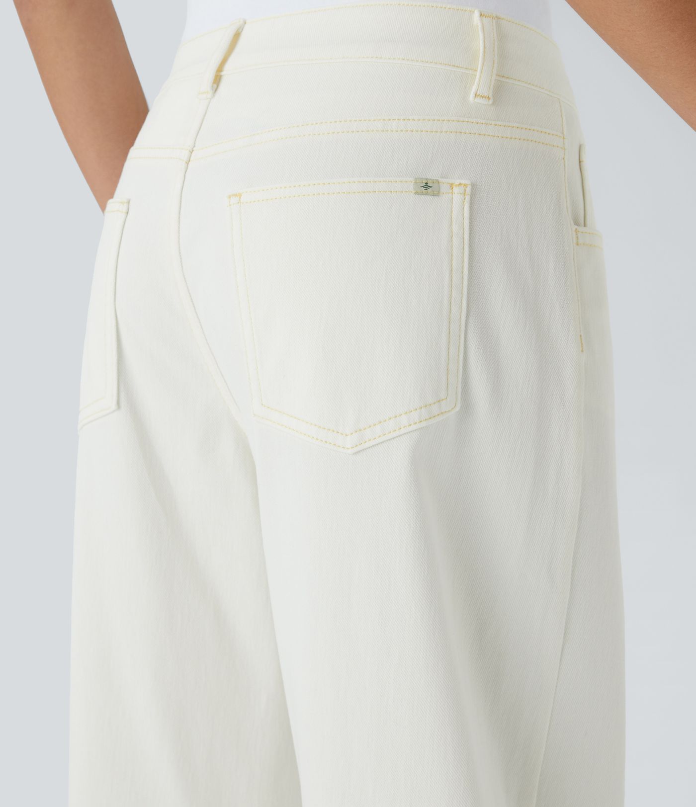 Halara Flex™ Low Rise Zipper Pockets Washed Baggy Wide Leg Casual Jeans