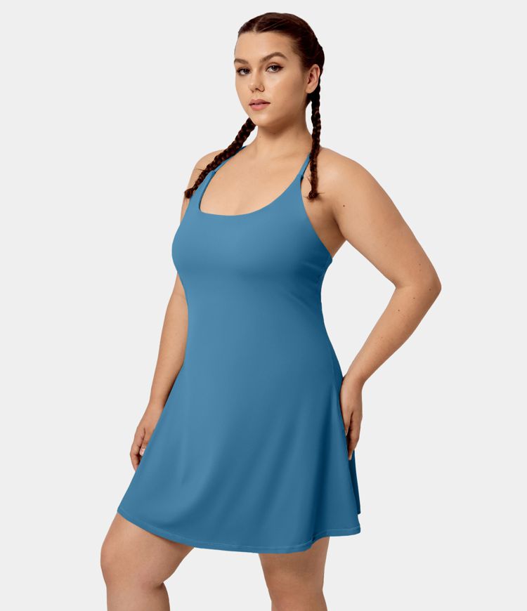 Everyday SoftlyZero™ Airy 2-in-1 Pocket Cool Touch Plus Size Mini Dress-Euphoria Air-UPF50+