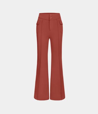 High Waisted Side Flap Pocket Flare Casual Cargo Pants