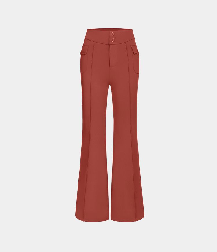 High Waisted Side Flap Pocket Flare Casual Cargo Pants