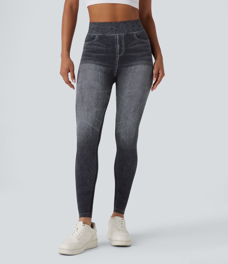 OneForm Seamless Flow High Waisted Denim Like Yoga Leggings