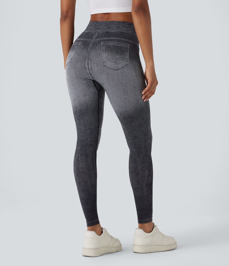 OneForm Seamless Flow High Waisted Denim Like Yoga Leggings