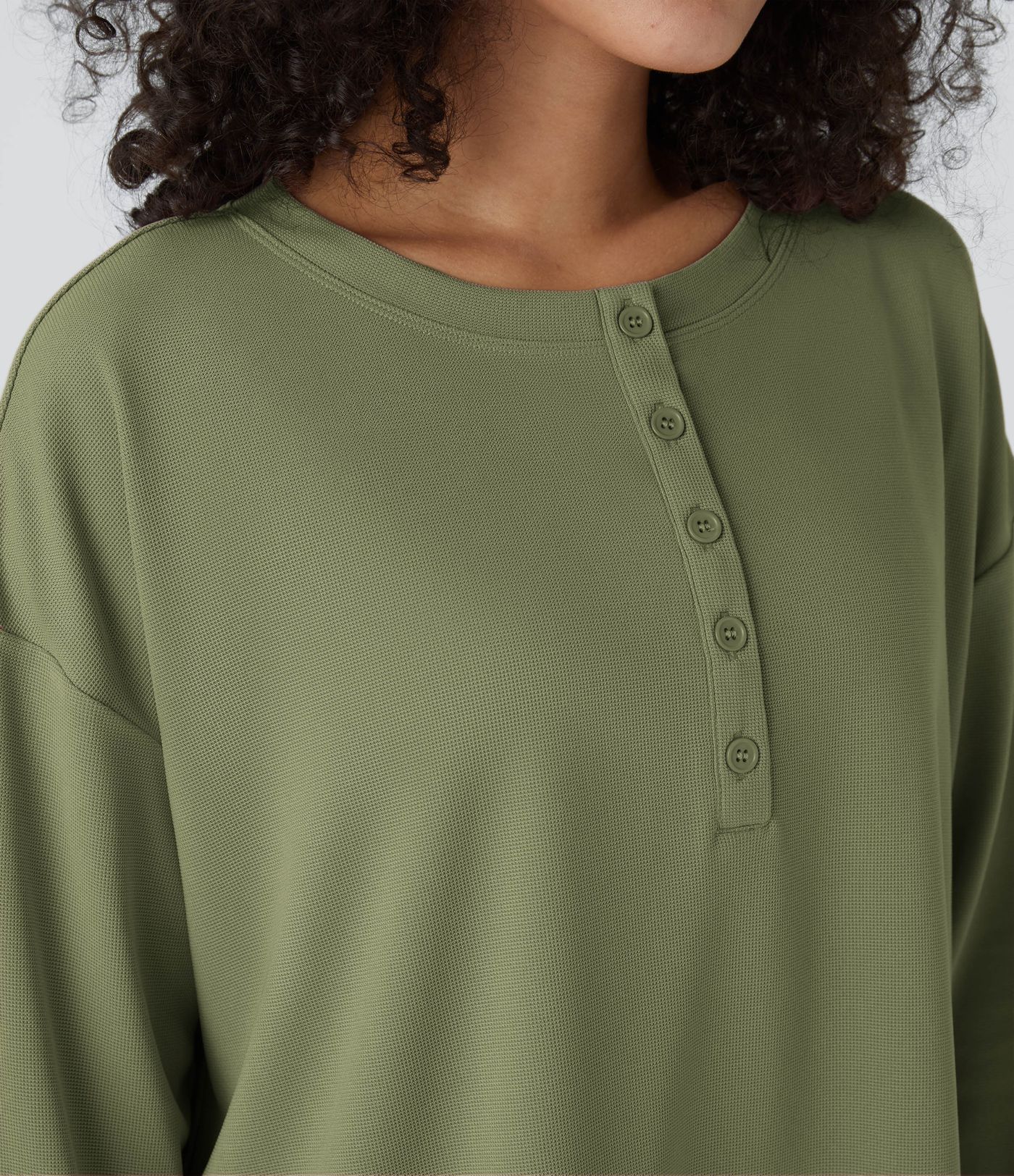 Front Thumb Hole Waffle Casual Sweatshirt