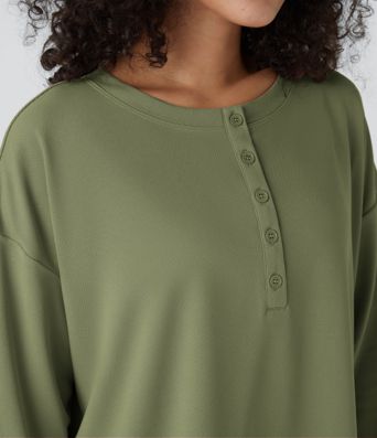 Front Thumb Hole Waffle Casual Sweatshirt