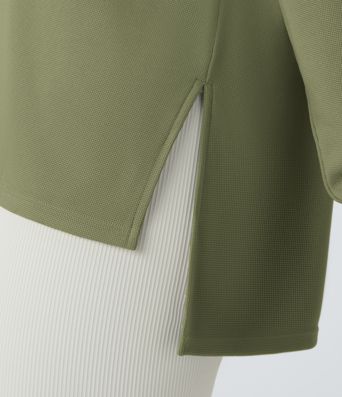 Front Thumb Hole Waffle Casual Sweatshirt