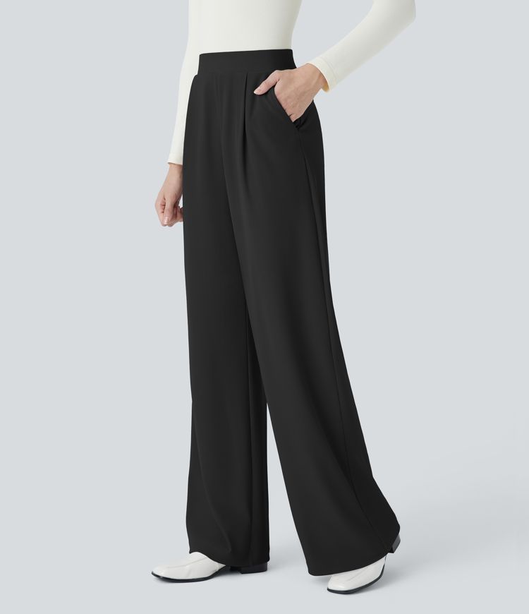 Halara Flex™ High Waisted Body Sculpt Waist-Slimming Side Pocket Wide Leg Micro Waffle Work Pants