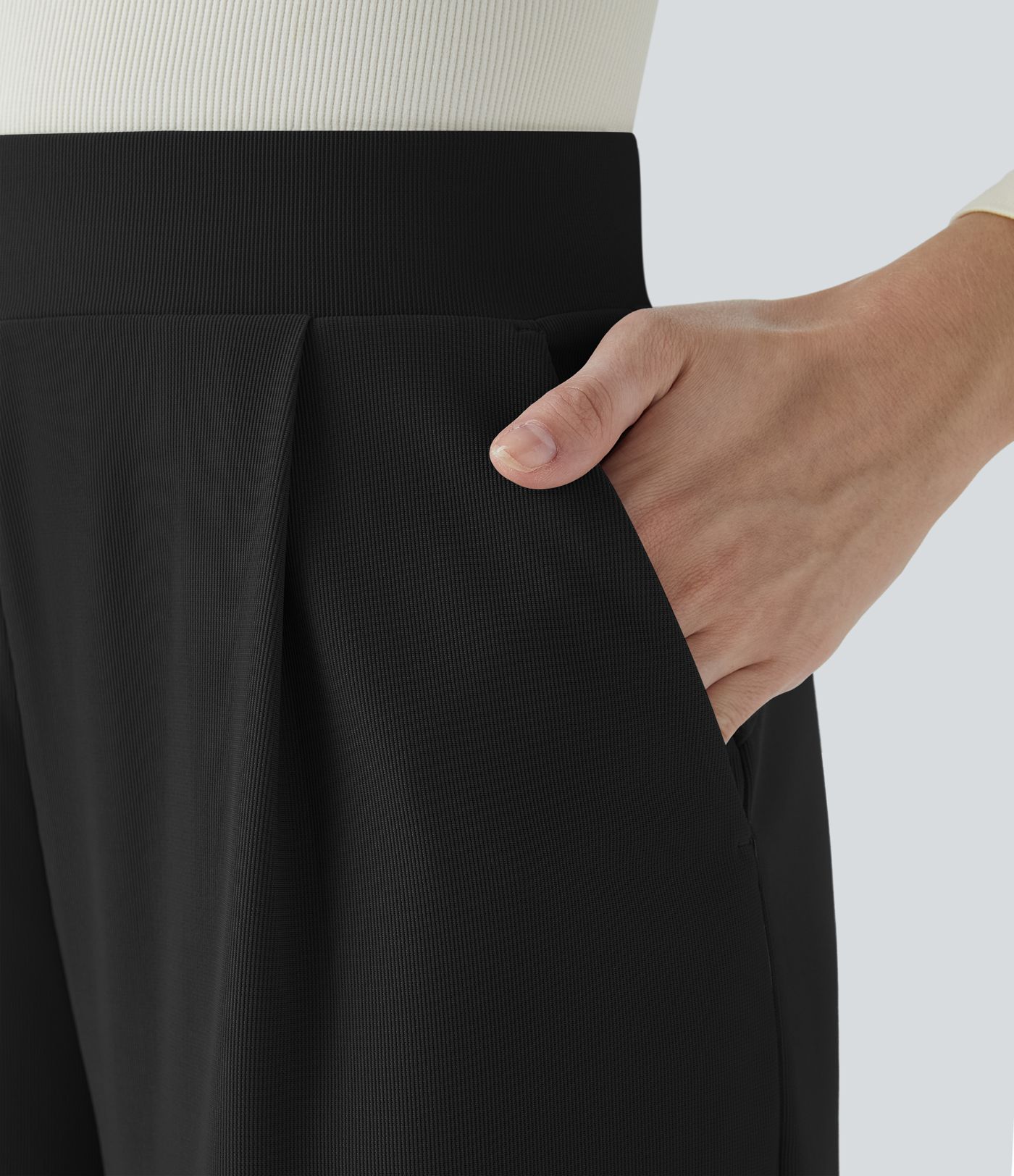 Halara Flex™ High Waisted Body Sculpt Waist-Slimming Pocket Wide Leg Micro Waffle Work Trousers