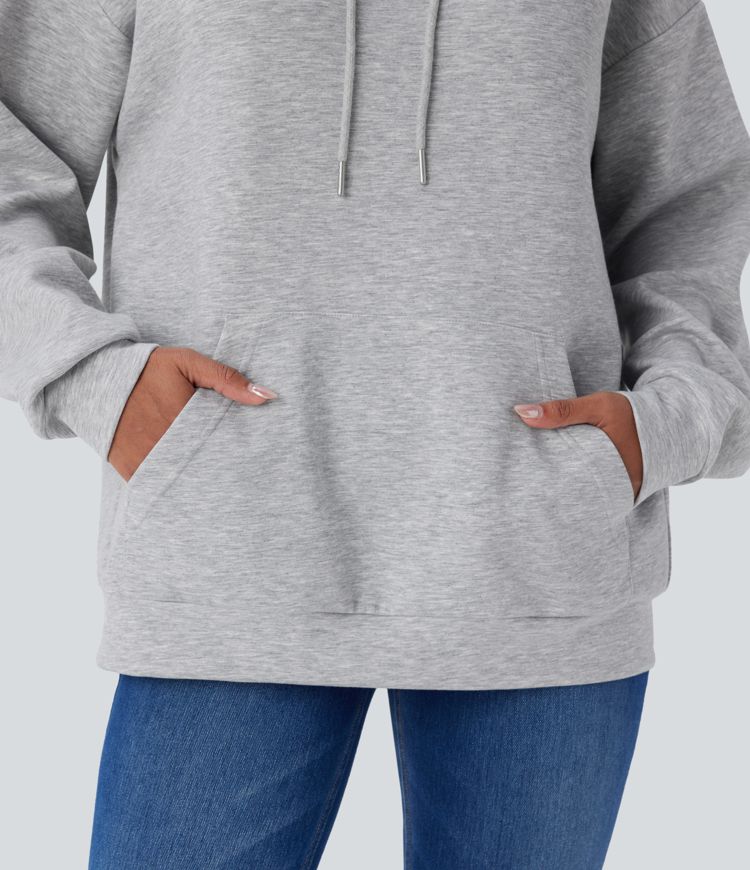 Hooded Drawstring Long Sleeve Kangaroo Pocket Crossover Casual Sweatshirt Hooded Drawstring Long Sleeve Kangaroo Pocket Crossover Casual Sweatshirt